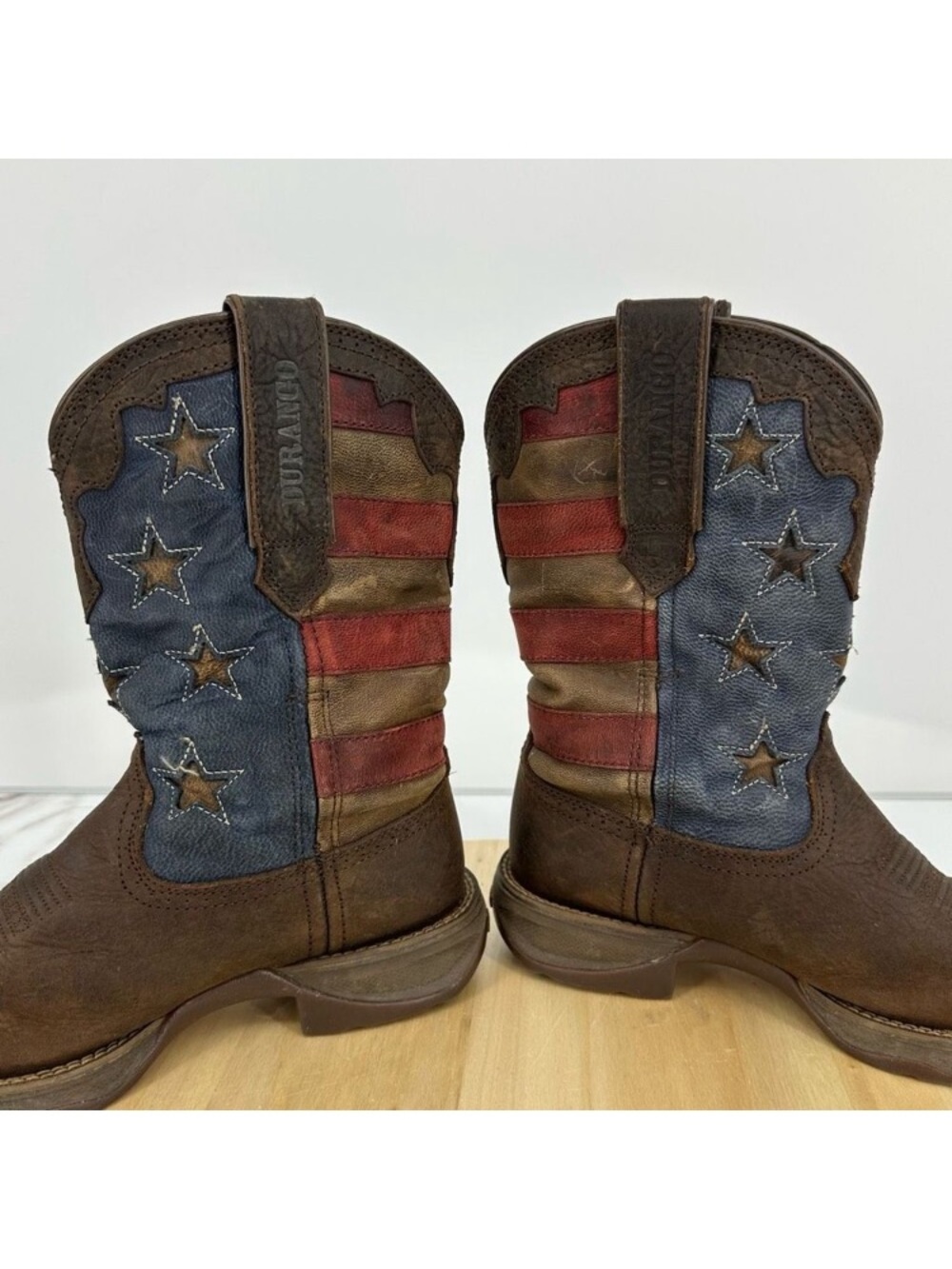 Durango Brown Boots with Red & Blue Flag Shaft